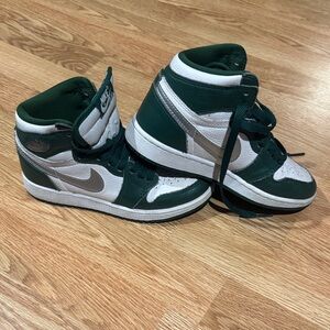 Nike Jordan 1 Kids Sneakers Forest Green and White